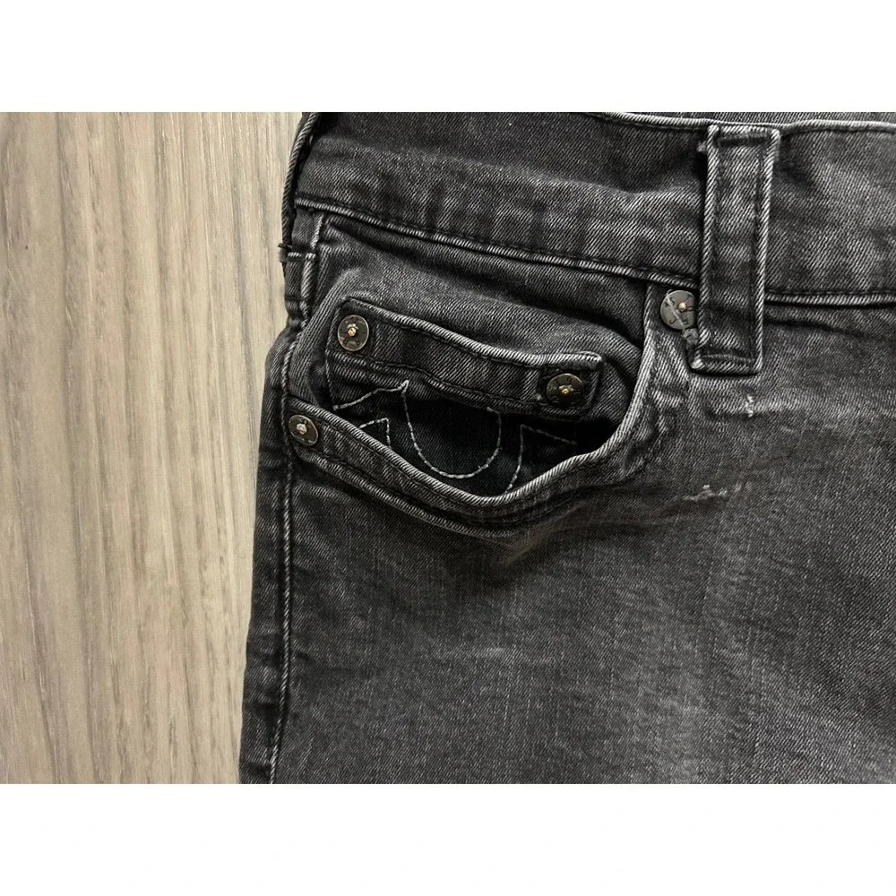 True Religion Geno Relaxed‎ Slim Jeans Faded Black Mens Size 31 Horseshoe Stitch